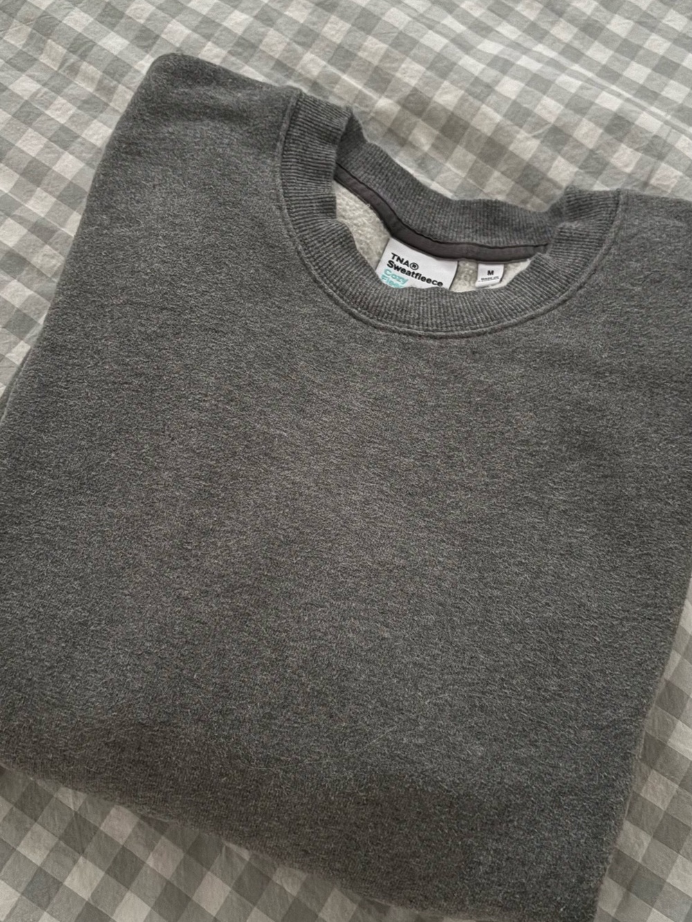 Aritzia Women's Boyfriend Crew Sweatfleece - Charcoal Gray